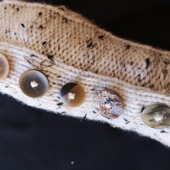 new Tweed HandKnit Seamless Fingerless Gloves Mittens Arm Warmer w.Buttons - Picture 3 of 11